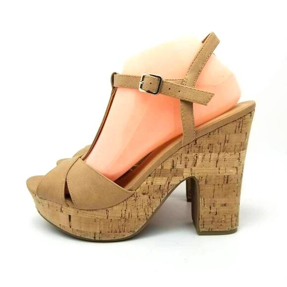 Sun + Stone Jamie T-Strap Block Heel Platform Wedge Sandals Size 9.5M - Picture 3 of 12